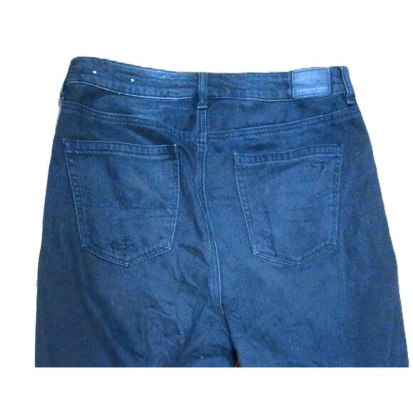 American Eagle Women Jeans Black Straight Leg Distressed Ripped Pockets Size 10 - Picture 5 of 6